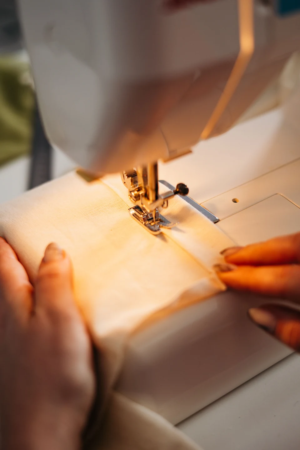 Close view of fabric construction and sewing